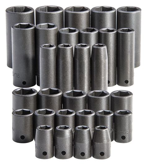 proto impact socket set|PROTO, 1/2 in Drive Size, 30 Pieces, Impact Socket Set .